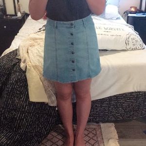 High- waisted Denim Button Up Skirt